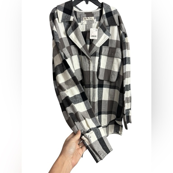 Free People We The Free Izzie Cargo Shirt Flannel NWT Medium - Picture 5 of 6